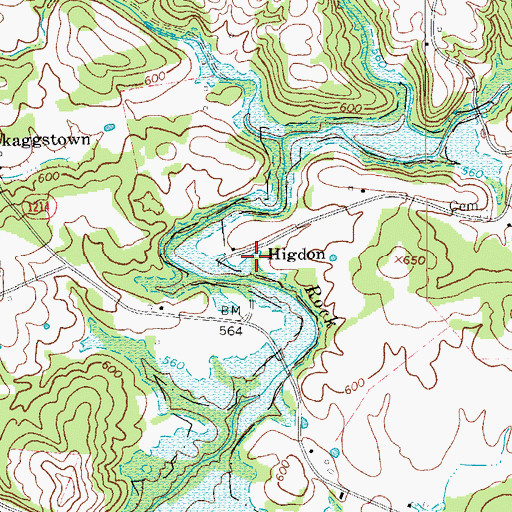 Topographic Map of Higdon, KY