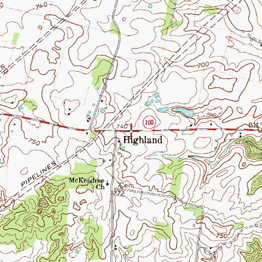 Topographic Map of Highland, KY