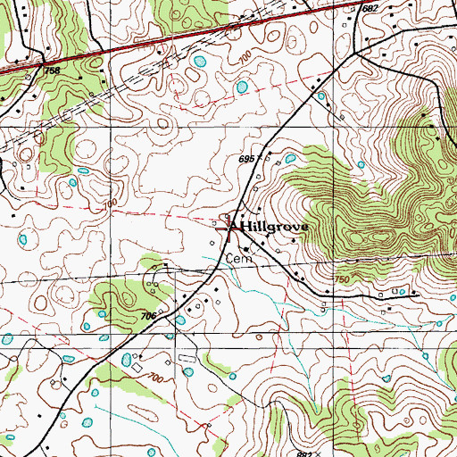 Topographic Map of Hillgrove, KY