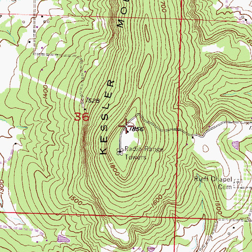 Topographic Map of Kessler Mountain, AR