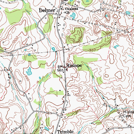 Topographic Map of Hislope, KY