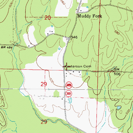 Topographic Map of Kesterson Cemetery, AR