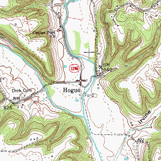 Topographic Map of Hogue, KY