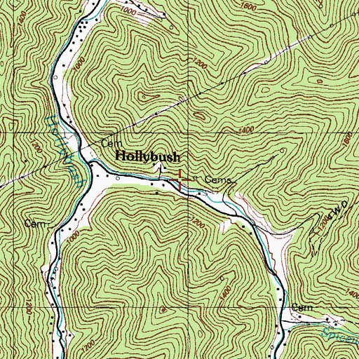 Topographic Map of Hollybush, KY