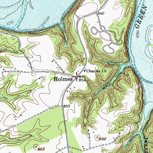 Topographic Map of Holmes, KY