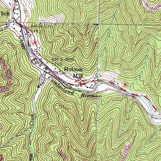 Topographic Map of Holmes Mill, KY