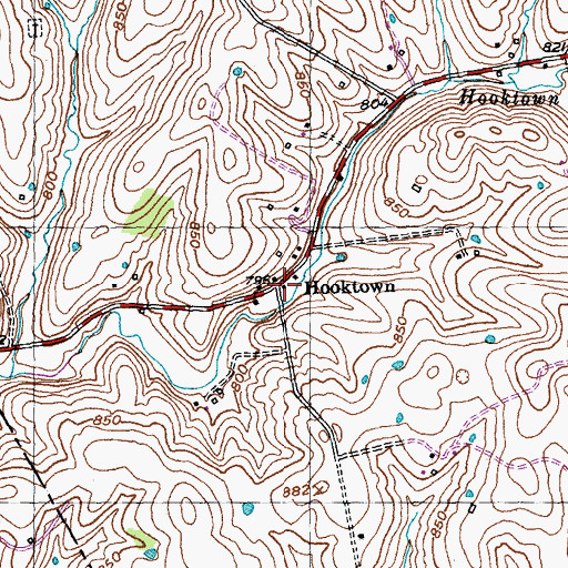 Topographic Map of Hooktown, KY