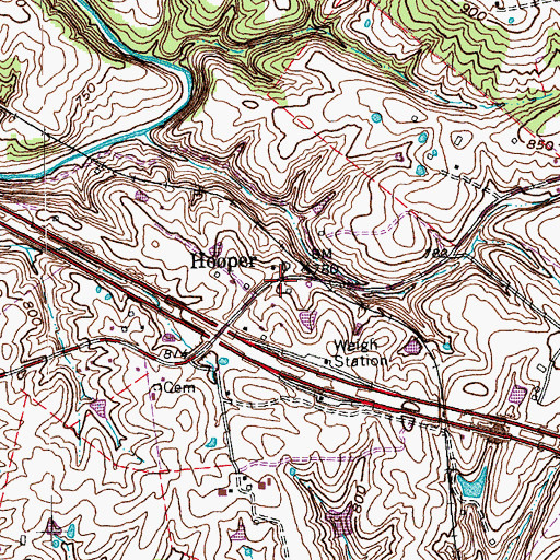Topographic Map of Hooper, KY