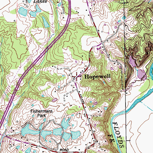 Topographic Map of Hopewell, KY
