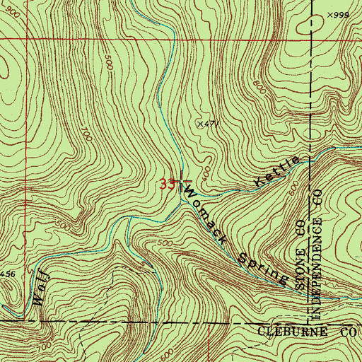 Topographic Map of Kettle Hollow, AR