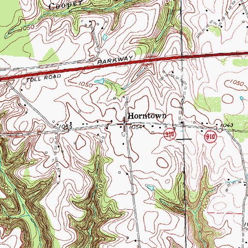 Topographic Map of Horntown, KY
