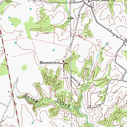 Topographic Map of Horntown, KY