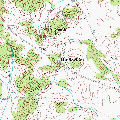 Topographic Map of Huldeville, KY
