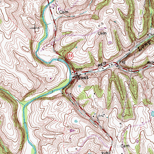 Topographic Map of Hunt, KY