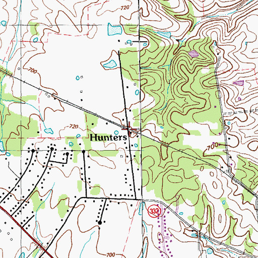 Topographic Map of Hunters, KY