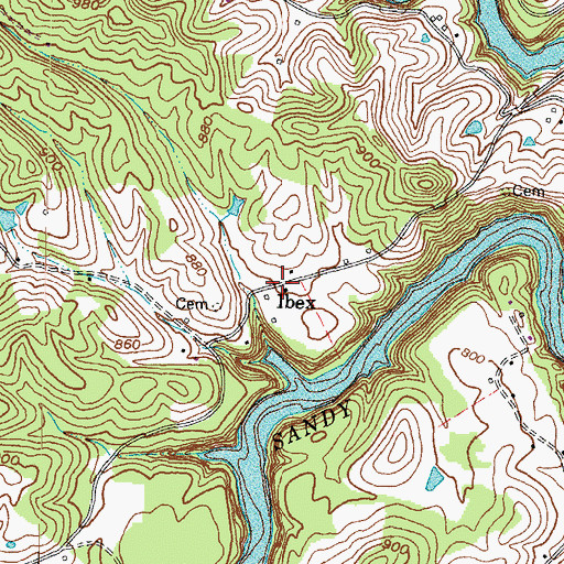 Topographic Map of Ibex, KY