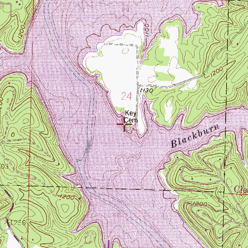 Topographic Map of Key Cemetery, AR