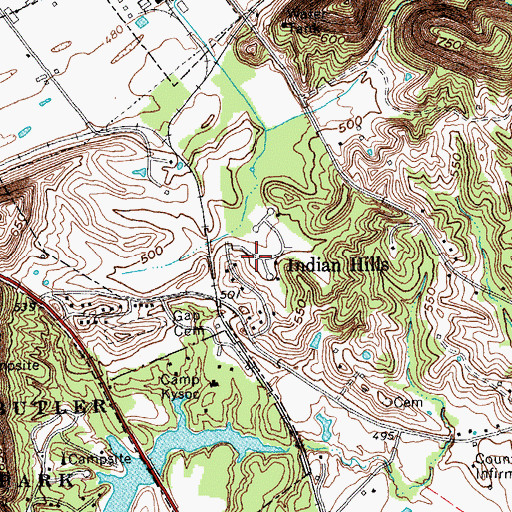Topographic Map of Indian Hills, KY