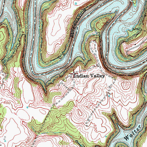 Topographic Map of Indian Valley, KY