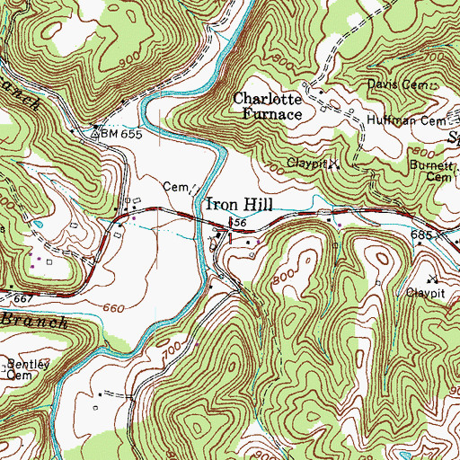Topographic Map of Iron Hill, KY