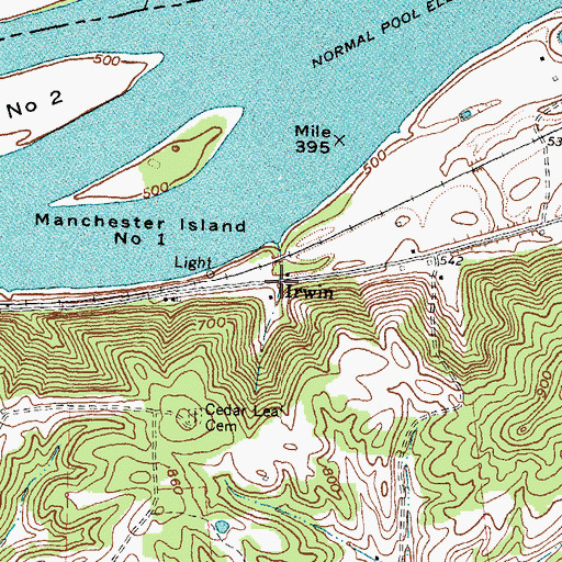Topographic Map of Irwin, KY