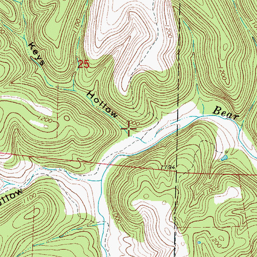 Topographic Map of Keys Hollow, AR