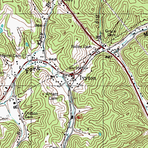 Topographic Map of Ivyton, KY