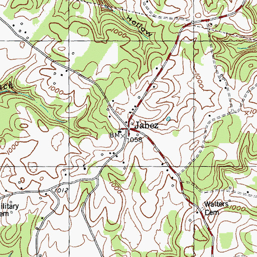 Topographic Map of Jabez, KY