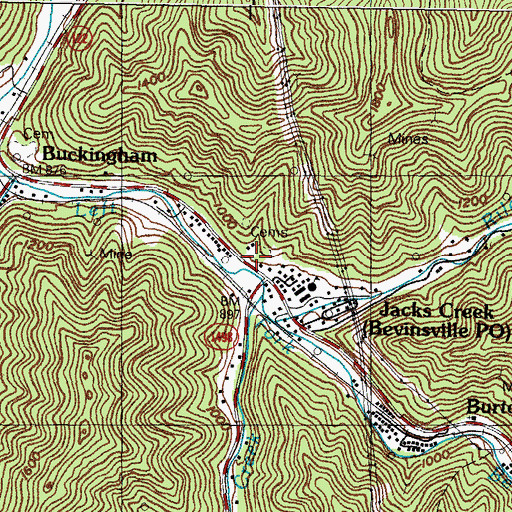 Topographic Map of Jacks Creek, KY