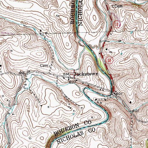 Topographic Map of Jackstown, KY