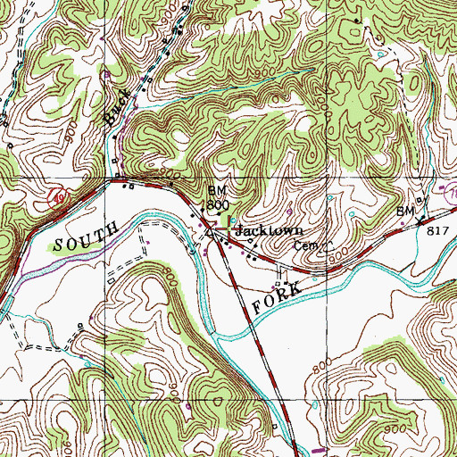 Topographic Map of Jacktown, KY