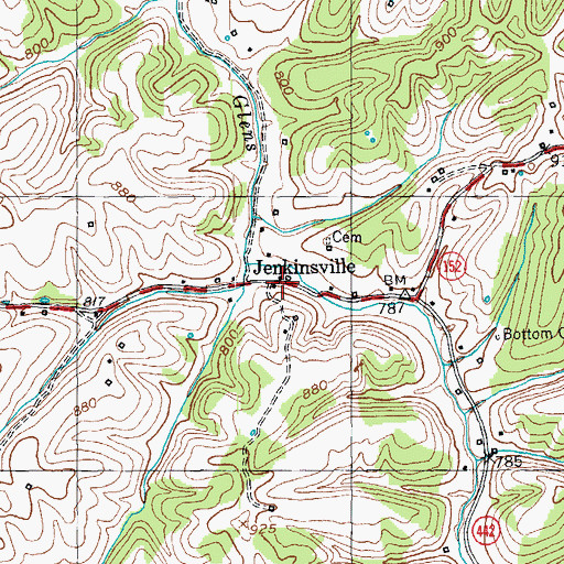 Topographic Map of Jenkinsville, KY