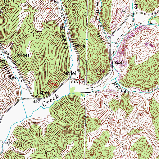 Topographic Map of Jeriel, KY