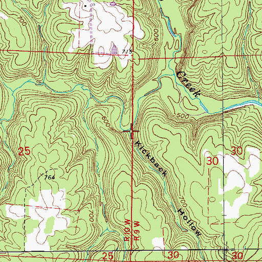 Topographic Map of Kickback Hollow, AR
