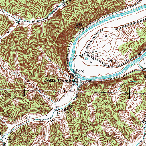 Topographic Map of Jetts Creek, KY