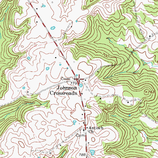 Topographic Map of Johnson Crossroads, KY