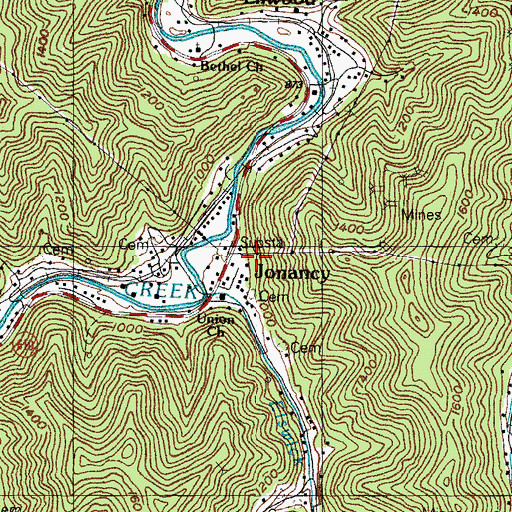 Topographic Map of Jonancy, KY