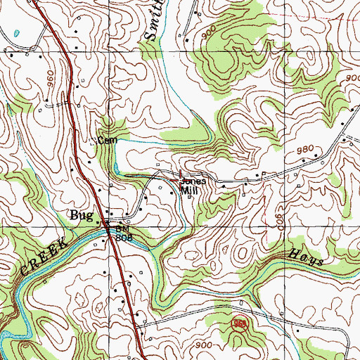 Topographic Map of Jones Mill, KY