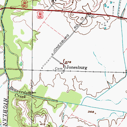 Topographic Map of Jonesburg, KY
