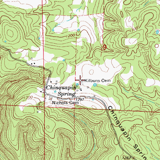 Topographic Map of Kilburn Cemetery, AR