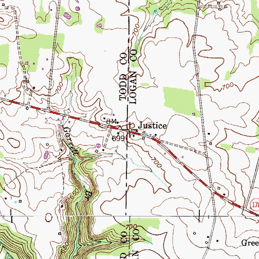 Topographic Map of Justice, KY