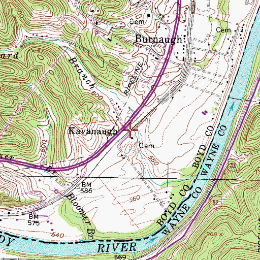 Topographic Map of Kavanaugh, KY