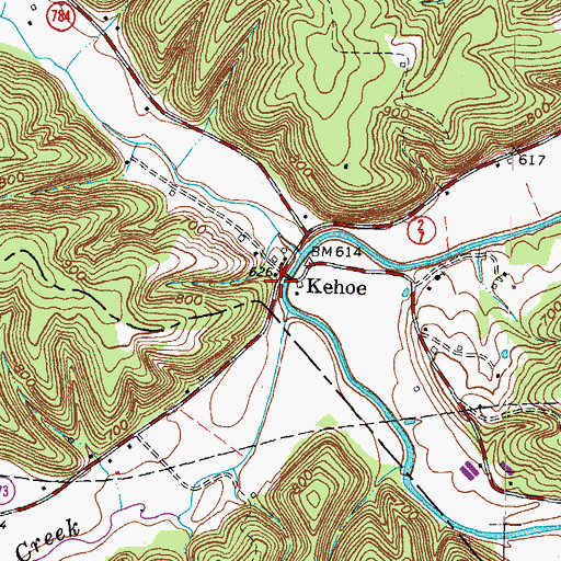 Topographic Map of Kehoe, KY