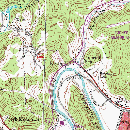 Topographic Map of Keith, KY