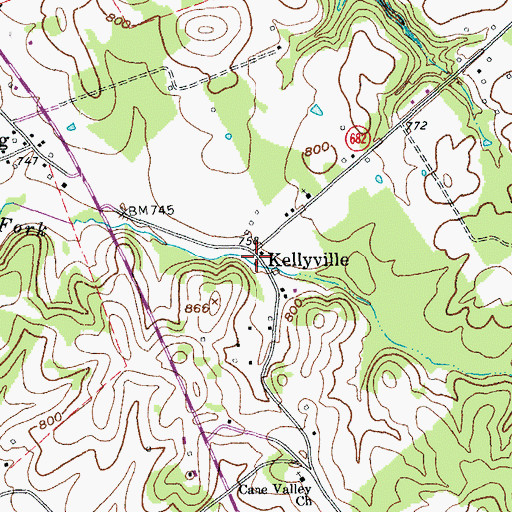 Topographic Map of Kellyville, KY