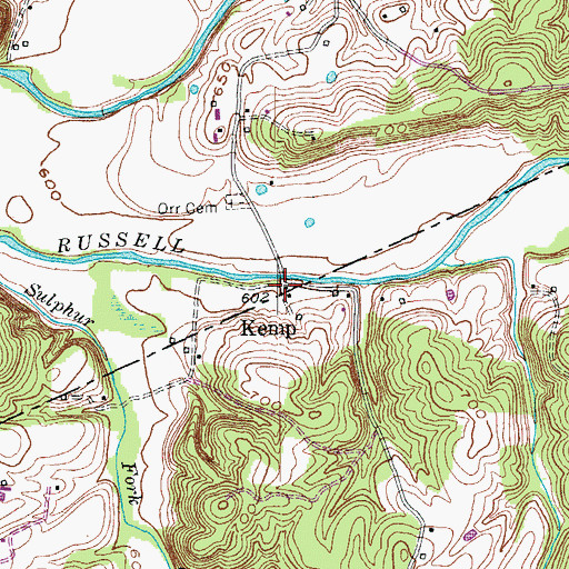 Topographic Map of Kemp, KY