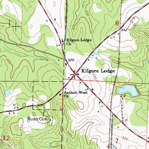 Topographic Map of Kilgore Lodge, AR