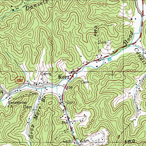 Topographic Map of Kerz, KY