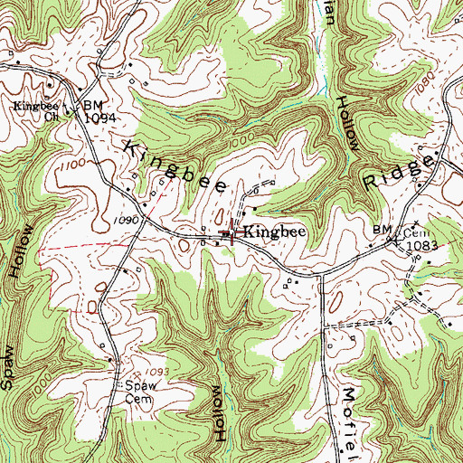 Topographic Map of Kingbee, KY