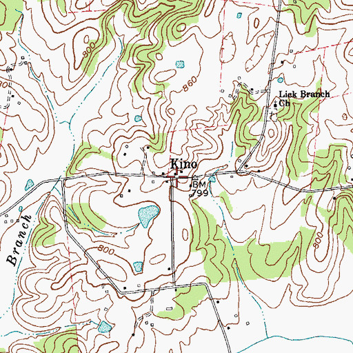 Topographic Map of Kino, KY